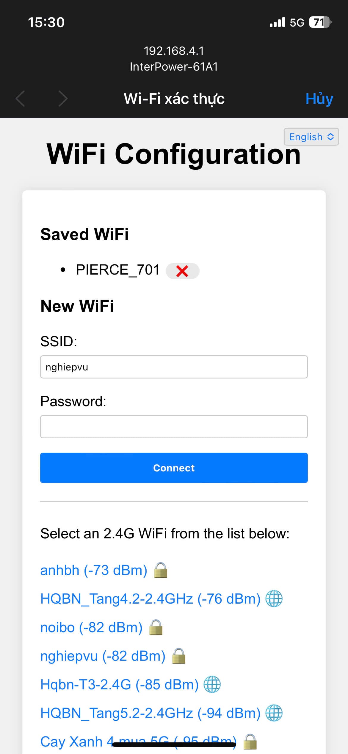 Bước 7: Cấu hình kết nối Wifi